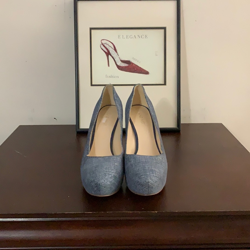 Platforms in a denim color